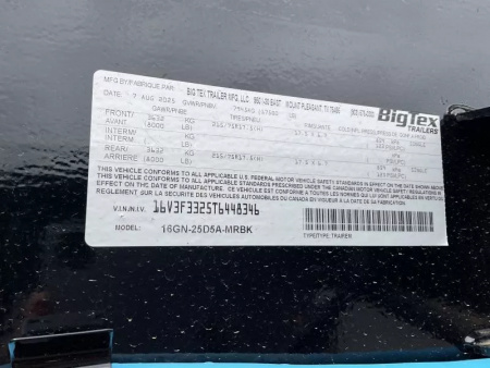 New 2026 Big Tex Trailers 8.5x25 (20+5) 17.5K Gooseneck Deckover Trailer