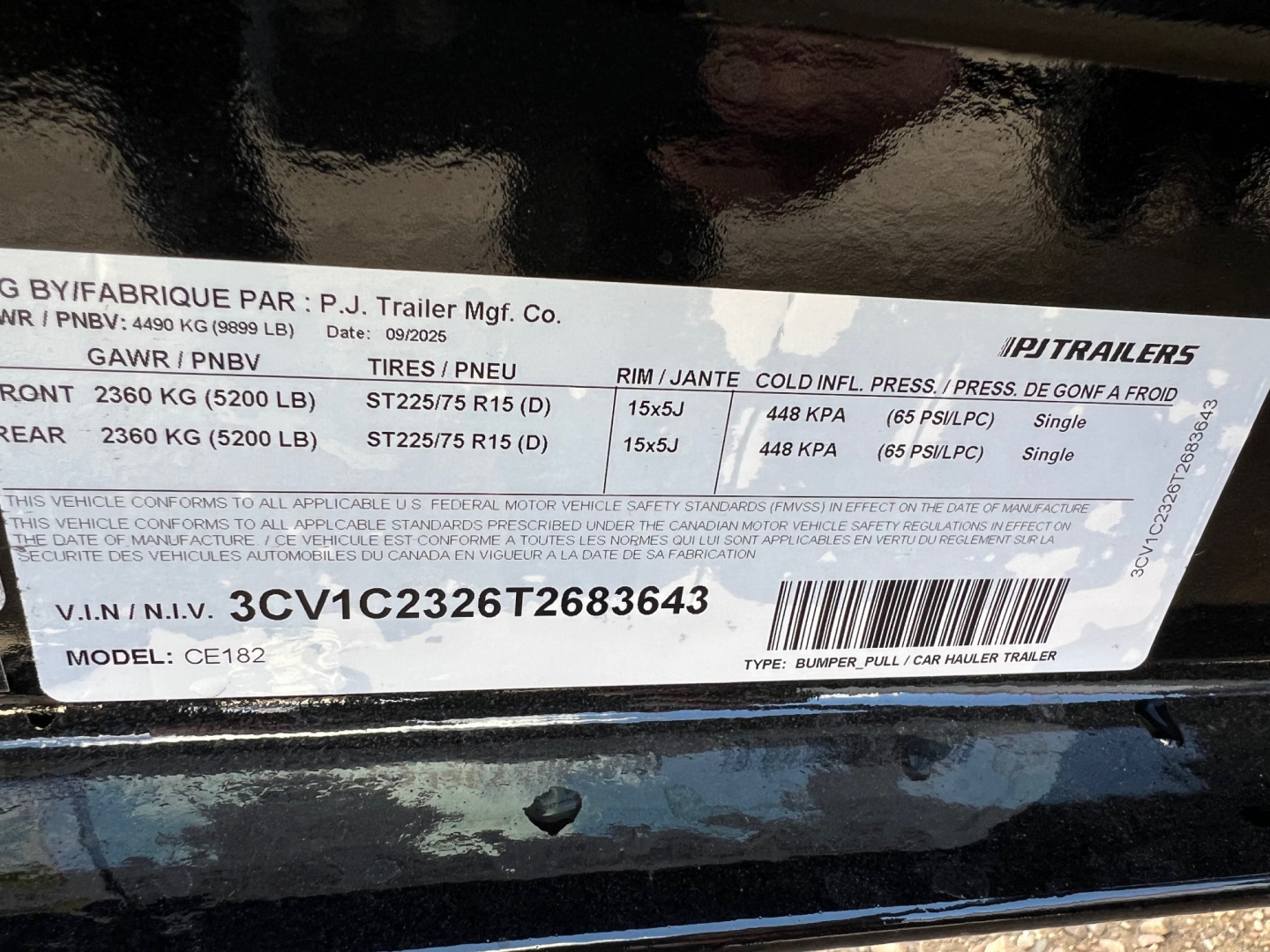 New 2026 PJ Trailers 18' CE Equipment Trailer