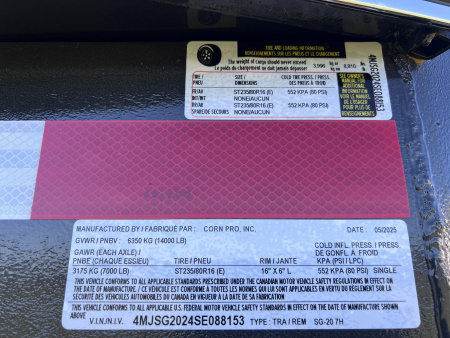 New 2025 CornPro 7x20 14K Gooseneck Stock / Stock Combo Trailer