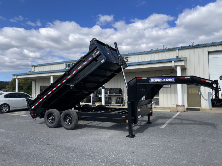 New 2026 Sure-Trac 7X14 Gooseneck Dump Trailer with Hydraulic Jacks & 7 Gauge Floor
