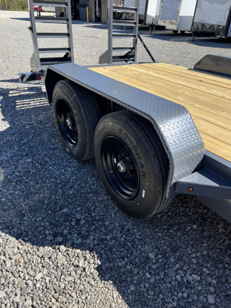 New 2026 Triple Crown Trailers 7X18 Equipment Trailer, - Swing Ramps, Beavertail, 16K GVWR