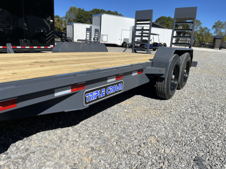 New 2026 Triple Crown Trailers 7X18 Equipment Trailer, - Swing Ramps, Beavertail, 16K GVWR