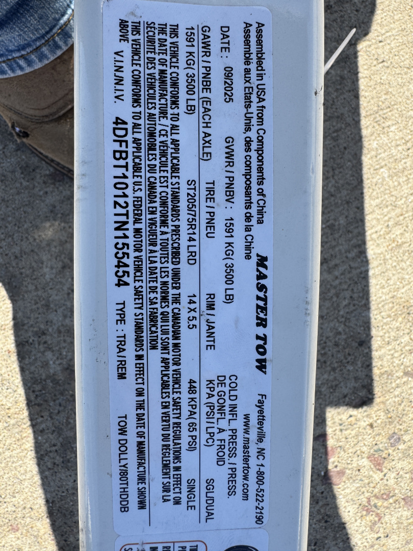 New 2026 Master Tow 80THD Car Dolly Car Hauler