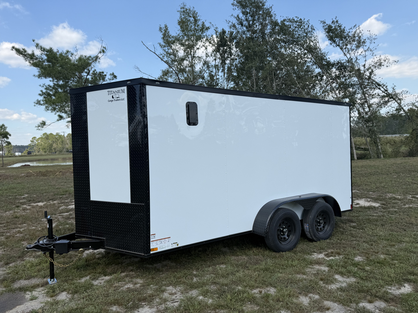 New 7x14 White Blackout Enclosed Trailer Titanium Cargo Trailer