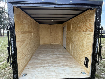 New 7x14 White Blackout Enclosed Trailer Titanium Cargo Trailer