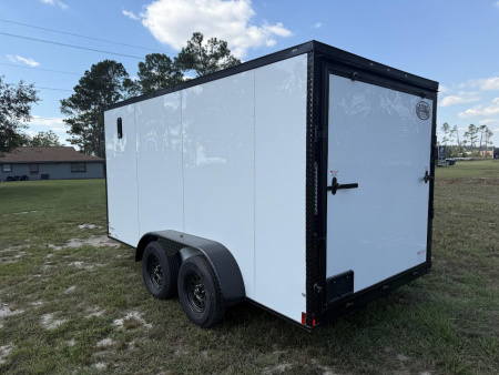 New 7x14 White Blackout Enclosed Trailer Titanium Cargo Trailer
