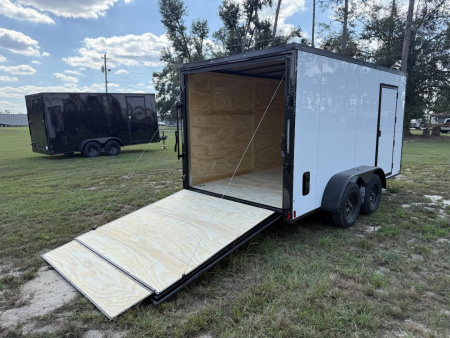 New 7x14 White Blackout Enclosed Trailer Titanium Cargo Trailer