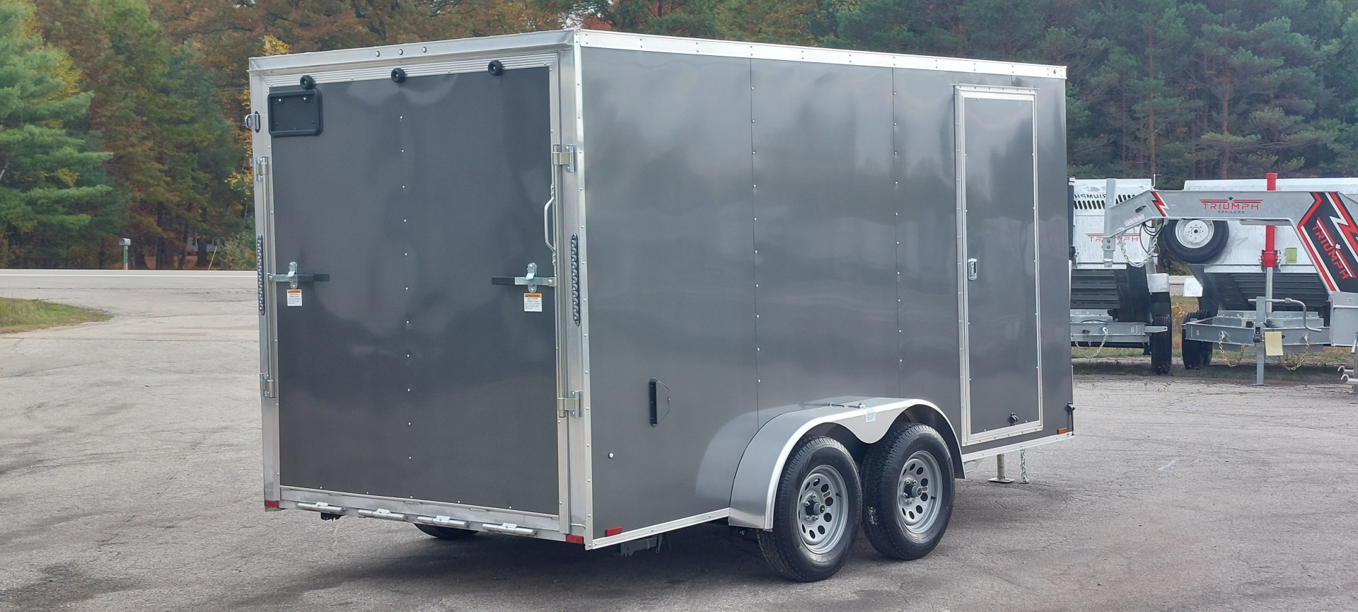 New 7 X 14 LIGHTNING ECO CARGO ENCLOSED ALL ALUMINUM REAR RAMP DOOR 2026