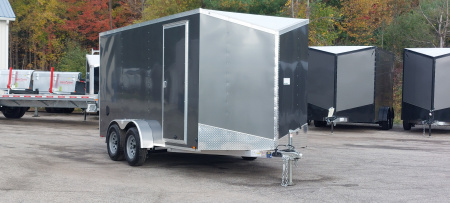 New 7 X 14 LIGHTNING ECO CARGO ENCLOSED ALL ALUMINUM REAR RAMP DOOR 2026