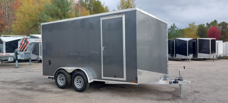 New 7 X 14 LIGHTNING ECO CARGO ENCLOSED ALL ALUMINUM REAR RAMP DOOR 2026