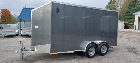 New 7 X 14 LIGHTNING ECO CARGO ENCLOSED ALL ALUMINUM REAR RAMP DOOR 2026