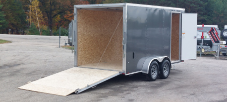 New 7 X 14 LIGHTNING ECO CARGO ENCLOSED ALL ALUMINUM REAR RAMP DOOR 2026