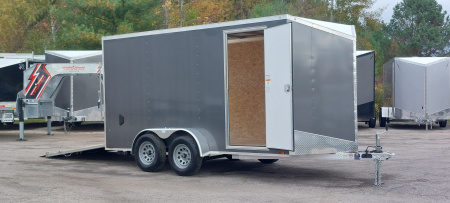 New 7 X 14 LIGHTNING ECO CARGO ENCLOSED ALL ALUMINUM REAR RAMP DOOR 2026