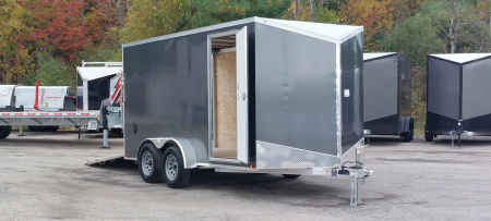New 7 X 14 LIGHTNING ECO CARGO ENCLOSED ALL ALUMINUM REAR RAMP DOOR 2026