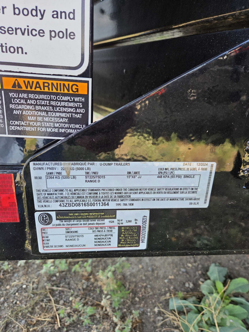 New 2025 U-Dump 58-5LR Dump Trailer