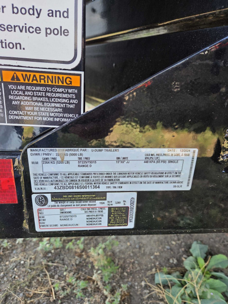 New 2025 U-Dump 58-5LR Dump Trailer