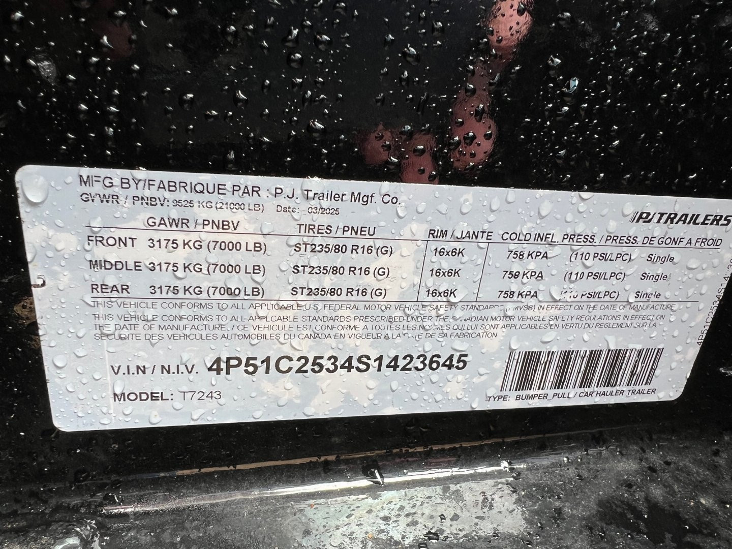 New 2025 PJ Trailers 24 Tilt Triple Axle Tilt Trailer