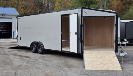 New 8 X 24 ENCLOSED SNOWMOBILE / CAR HAULER ALL ALUMINUM DROP DOWN FRONT DOOR 2026 LIGHTNING