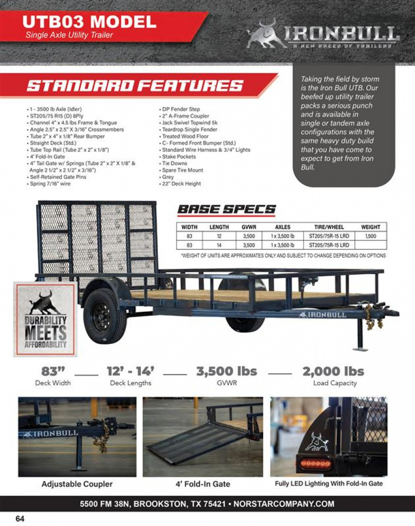 New 2026 Norstar UTB 83x12 Utility Trailer