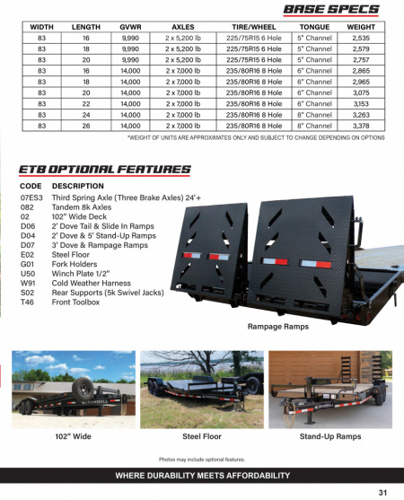 New 2026 Iron Bull ETB10 83" x 20' 10K GVWR Equipment Trailer