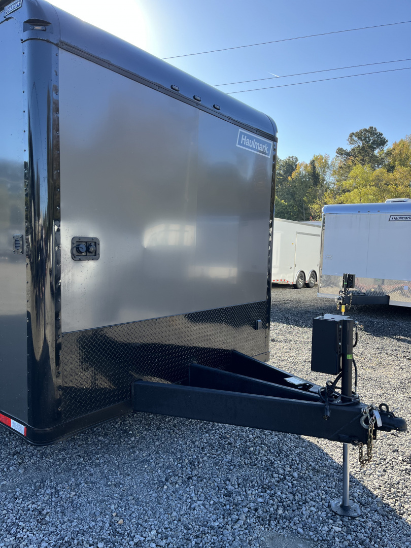 New 2026 Haulmark 34 Bathoom Race Trailer, Air Prep PKG, Awning, Polycor, Insulated, Window, 54" ALX Slide Out Step, A/C + Heat