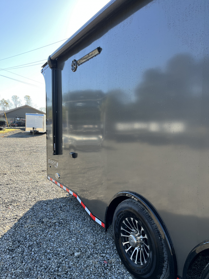 New 2026 Haulmark 34 Bathoom Race Trailer, Air Prep PKG, Awning, Polycor, Insulated, Window, 54" ALX Slide Out Step, A/C + Heat