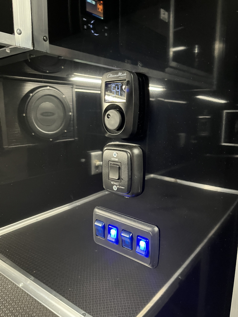 New 2026 Haulmark 34 Bathoom Race Trailer, Air Prep PKG, Awning, Polycor, Insulated, Window, 54" ALX Slide Out Step, A/C + Heat