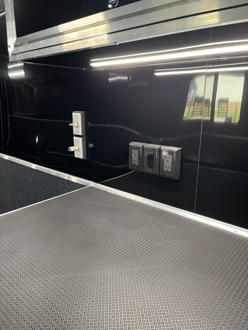 New 2026 Haulmark 34 Bathoom Race Trailer, Air Prep PKG, Awning, Polycor, Insulated, Window, 54" ALX Slide Out Step, A/C + Heat