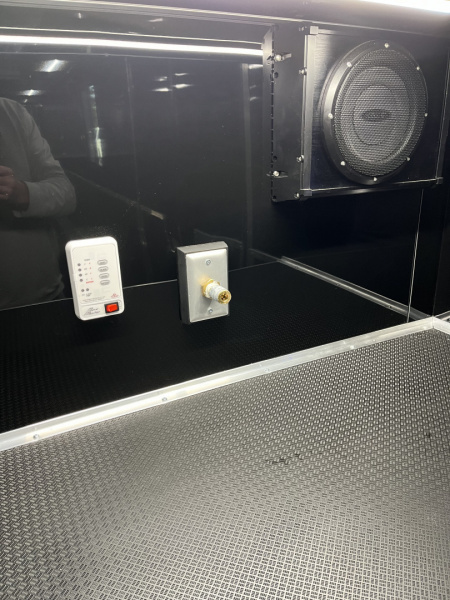 New 2026 Haulmark 34 Bathoom Race Trailer, Air Prep PKG, Awning, Polycor, Insulated, Window, 54" ALX Slide Out Step, A/C + Heat