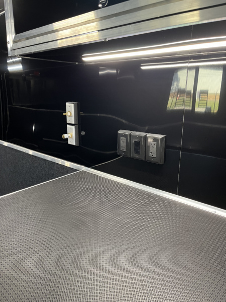 New 2026 Haulmark 34 Bathoom Race Trailer, Air Prep PKG, Awning, Polycor, Insulated, Window, 54" ALX Slide Out Step, A/C + Heat