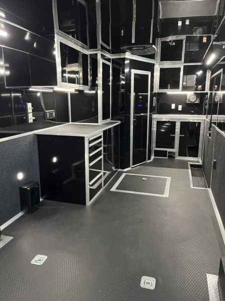 New 2026 Haulmark 34 Bathoom Race Trailer, Air Prep PKG, Awning, Polycor, Insulated, Window, 54" ALX Slide Out Step, A/C + Heat