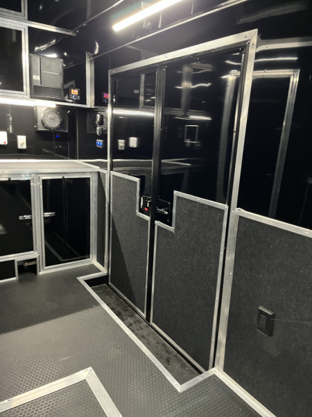 New 2026 Haulmark 34 Bathoom Race Trailer, Air Prep PKG, Awning, Polycor, Insulated, Window, 54" ALX Slide Out Step, A/C + Heat