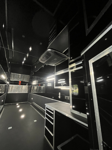 New 2026 Haulmark 34 Bathoom Race Trailer, Air Prep PKG, Awning, Polycor, Insulated, Window, 54" ALX Slide Out Step, A/C + Heat