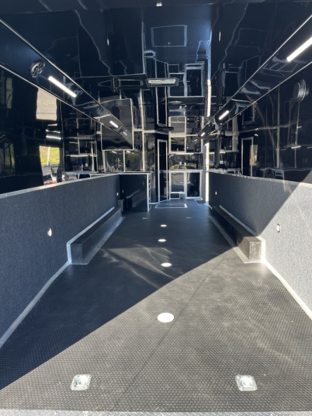 New 2026 Haulmark 34 Bathoom Race Trailer, Air Prep PKG, Awning, Polycor, Insulated, Window, 54" ALX Slide Out Step, A/C + Heat