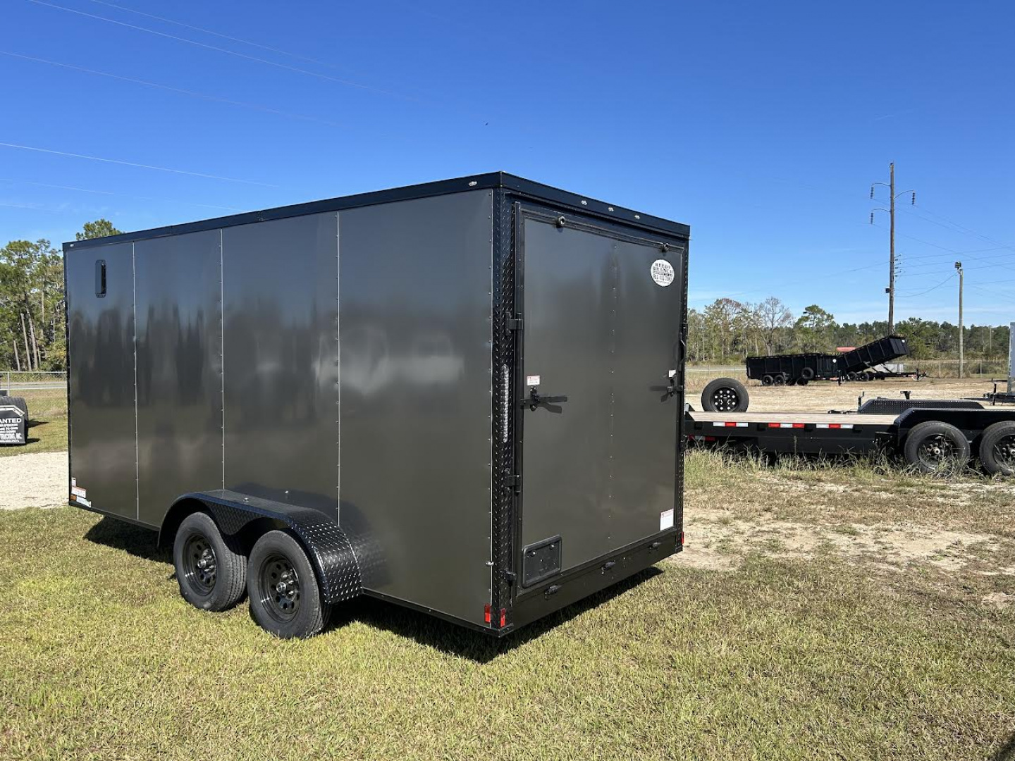 New 7x16 Charcoal Gray Blackout Titanium Cargo Trailer