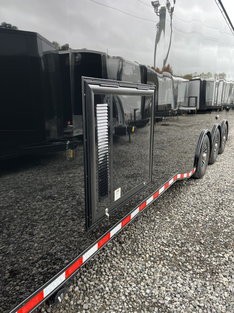 New 2026 Haulmark 34 Bathoom Race Trailer, Air Prep PKG, Awning, Polycor, Insulated, Window, 54" ALX Slide Out Step, A/C + Heat