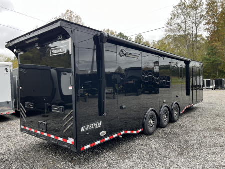 New 2026 Haulmark 34 Bathoom Race Trailer, Air Prep PKG, Awning, Polycor, Insulated, Window, 54" ALX Slide Out Step, A/C + Heat