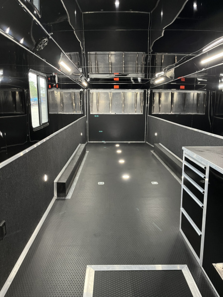 New 2026 Haulmark 34 Bathoom Race Trailer, Air Prep PKG, Awning, Polycor, Insulated, Window, 54" ALX Slide Out Step, A/C + Heat