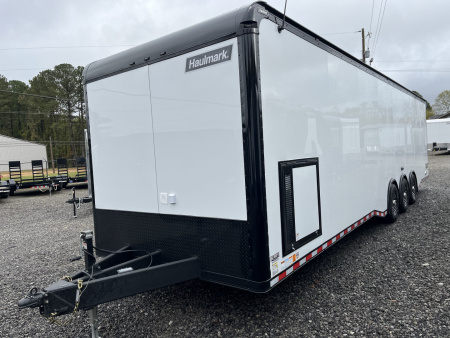 New 2026 Haulmark EDGE 34 Race Trailer With Turbo Package, Awning, Polycor, Insulated, Black Trim Package
