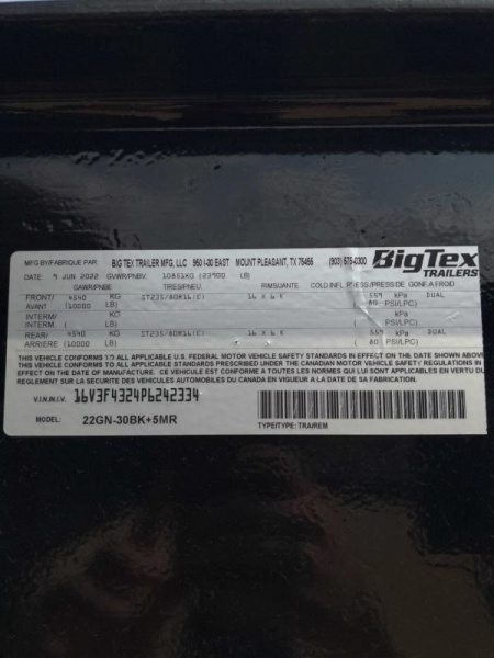 Used 2023 Big Tex Trailers 22GNHD Equipment Trailer