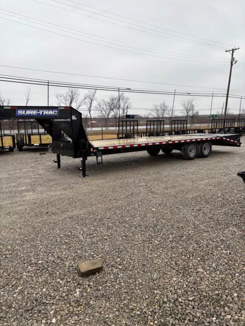 New 2025 Sure-Trac 8.5x20+5 Heavy Duty Low Profile Gooseneck Beavertail Deckover Trailer 15K