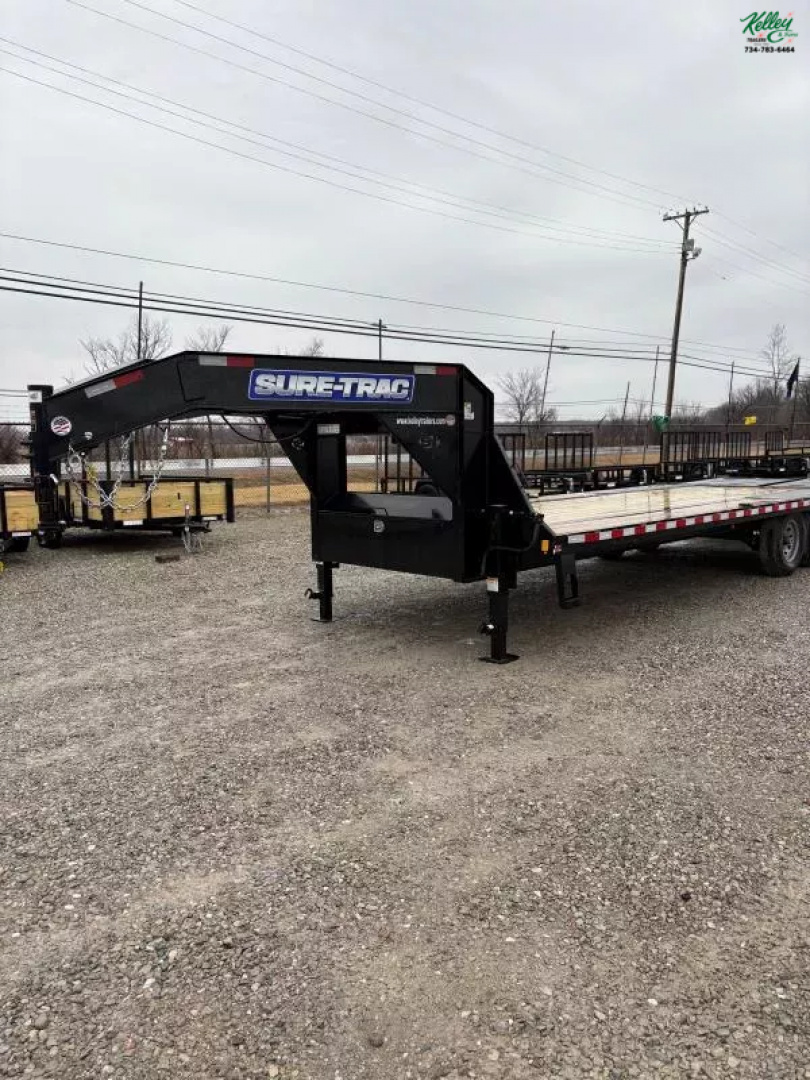New 2025 Sure-Trac 8.5x20+5 Heavy Duty Low Profile Gooseneck Beavertail Deckover Trailer 15K