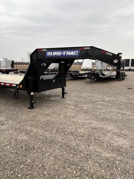 New 2025 Sure-Trac 8.5x20+5 Heavy Duty Low Profile Gooseneck Beavertail Deckover Trailer 15K