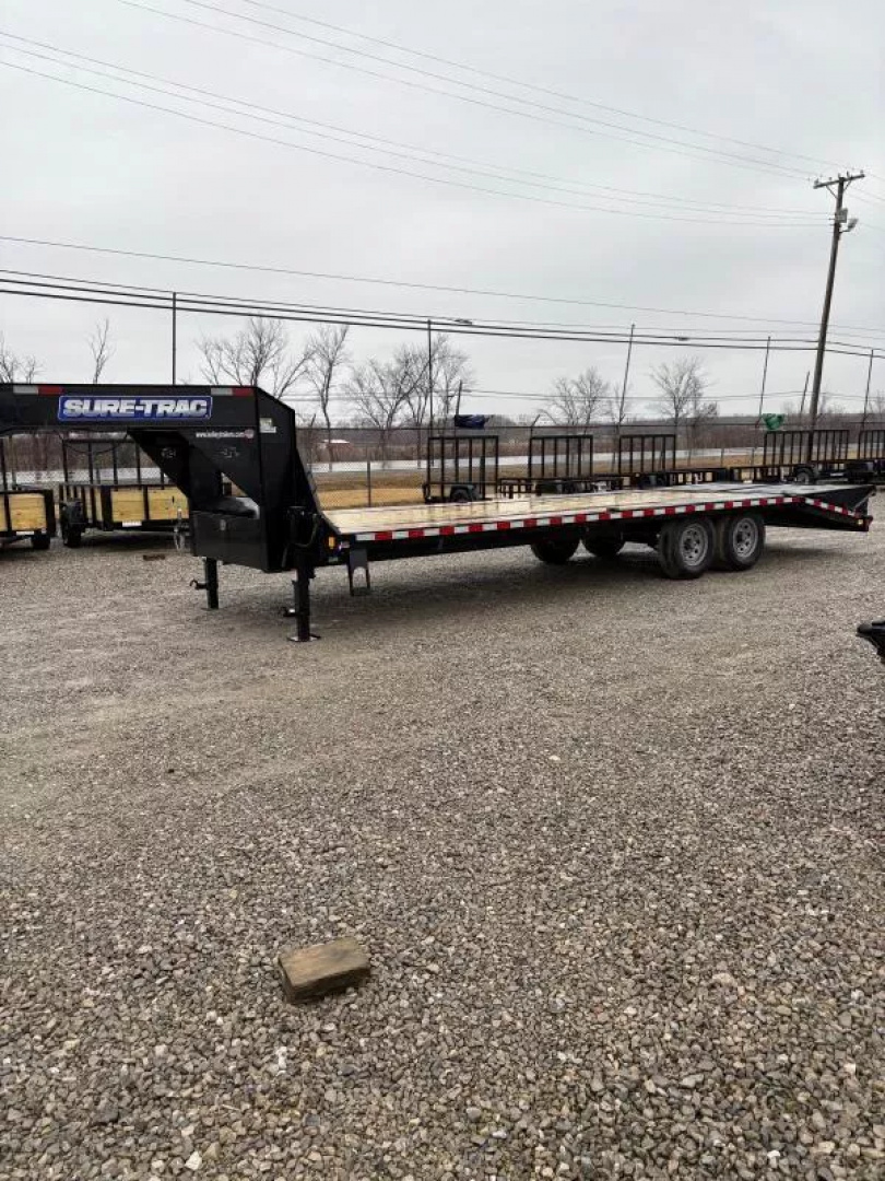 New 2025 Sure-Trac 8.5x20+5 Heavy Duty Low Profile Gooseneck Beavertail Deckover Trailer 15K