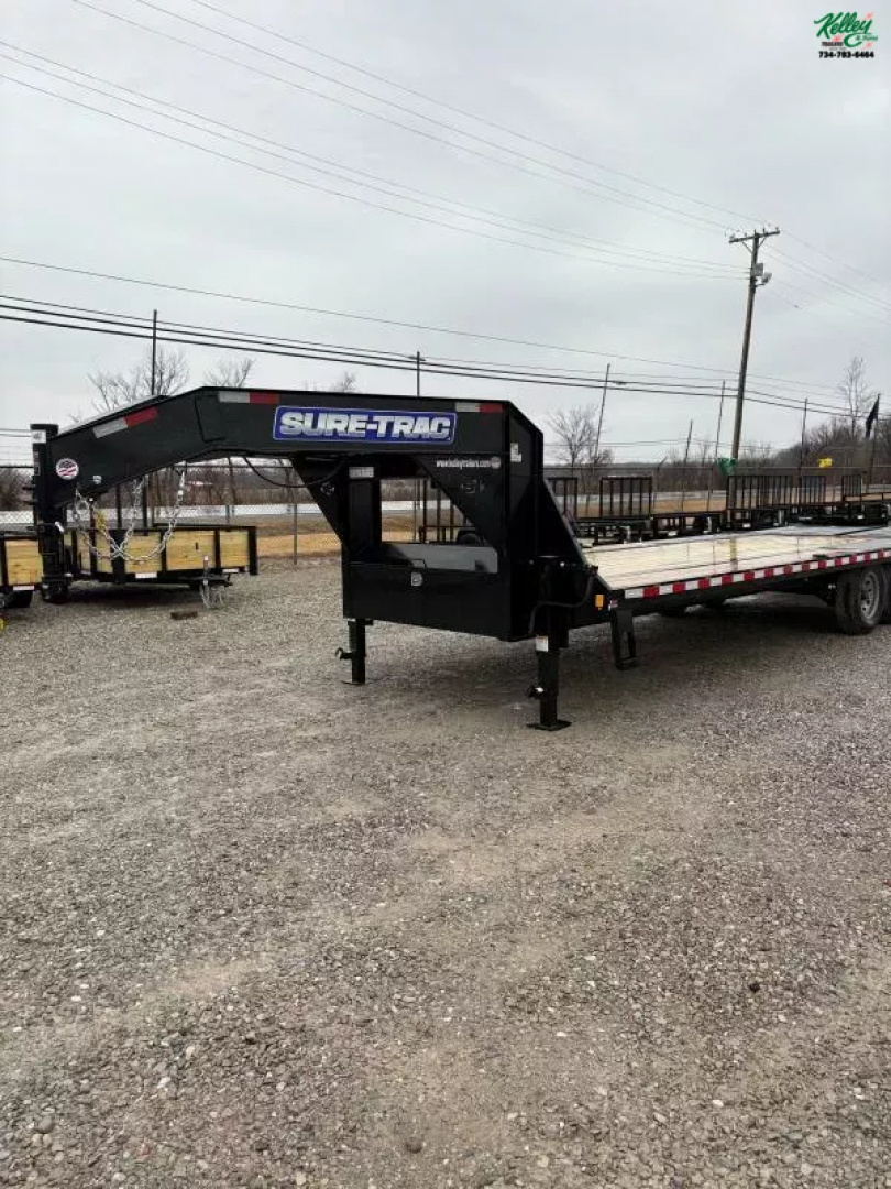 New 2025 Sure-Trac 8.5x20+5 Heavy Duty Low Profile Gooseneck Beavertail Deckover Trailer 15K