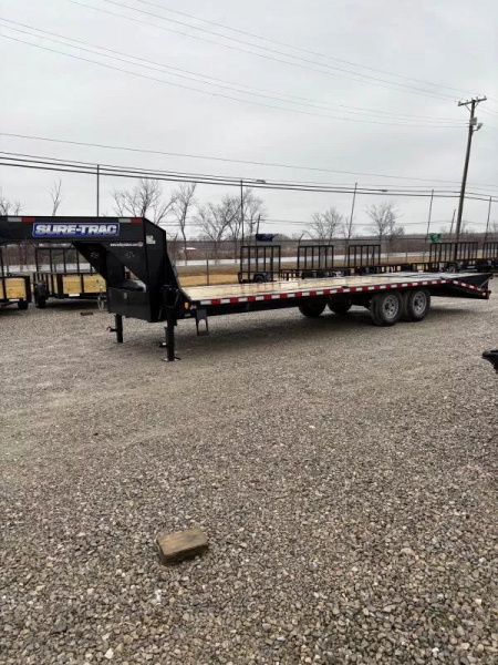 New 2025 Sure-Trac 8.5x20+5 Heavy Duty Low Profile Gooseneck Beavertail Deckover Trailer 15K
