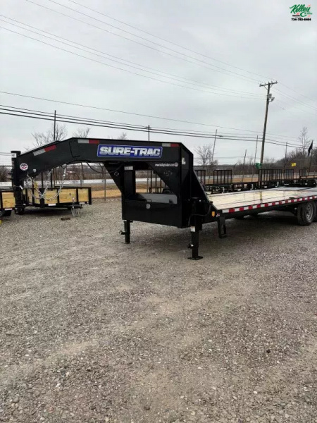 New 2025 Sure-Trac 8.5x20+5 Heavy Duty Low Profile Gooseneck Beavertail Deckover Trailer 15K