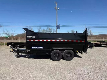 New 2025 Sure-Trac 82"x14 HD Low Profile Dump Trailer w/ 4 Ft. Sides  14K Telescopic