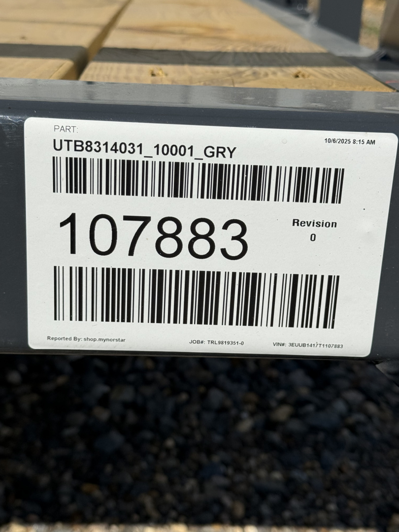 New 2026 Norstar UTB 83x14 Utility Trailer