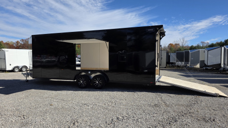 New 7.5 X 27' SNOWMOBILE ENCLOSED 22' BOX + 5' V-NOSE ALL ALUMINUM LIGHTNING 2026